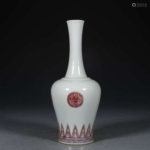 KANGXI MARK, CHINESE RED GLAZED VASE