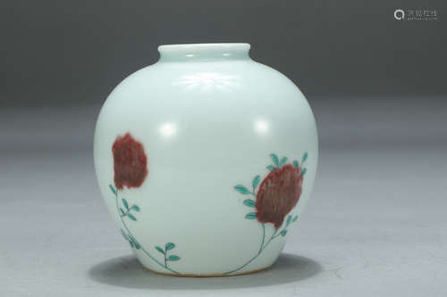 KANGXI MARK, CHINESE RED GLAZED WATER POT