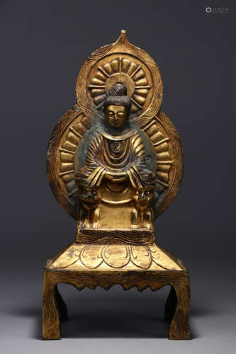 CHINESE GILT BRONZE BUDDHA