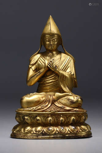 CHINESE GILT BRONZE BUDDHA