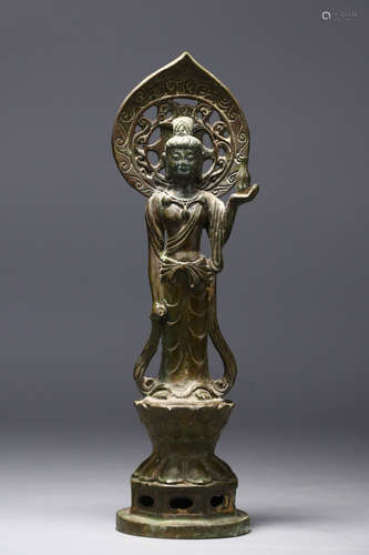 CHINESE GILT BRONZE BUDDHA