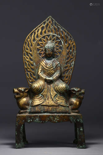 CHINESE GILT BRONZE BUDDHA