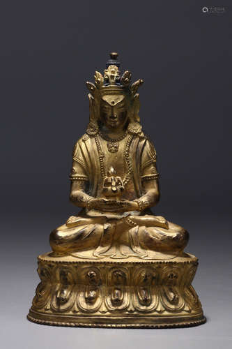 CHINESE GILT BRONZE BUDDHA