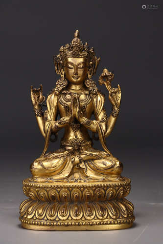 CHINESE GILT BRONZE BUDDHA