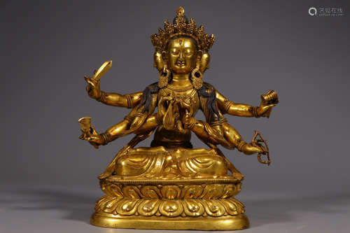 CHINESE GILT BRONZE BUDDHA