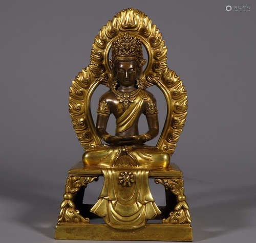 CHINESE GILT BRONZE BUDDHA