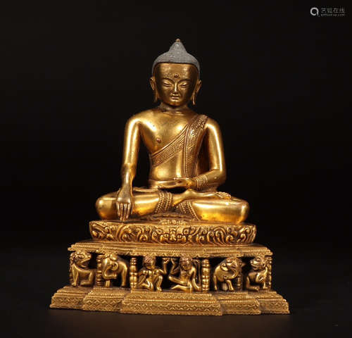 CHINESE GILT BRONZE BUDDHA