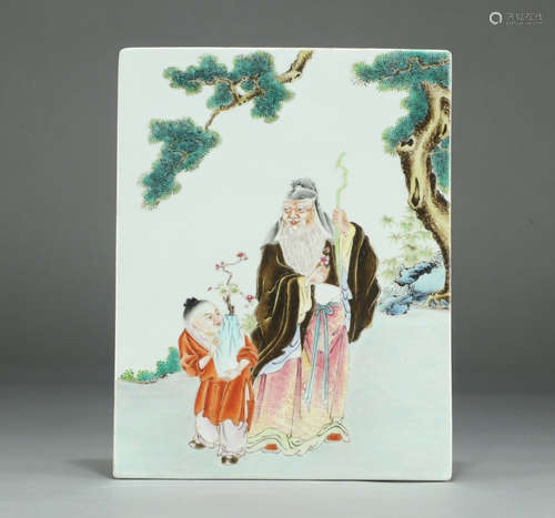 CHINESE FAMILLE ROSE PORCELAIN PLAQUE