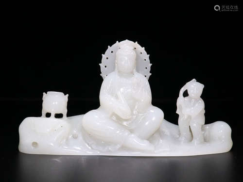 CHINESE CARVED HETIAN JADE ORNAMENT