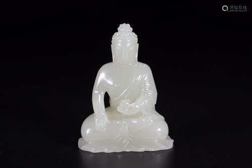 CHINESE CARVED HETIAN JADE BUDDHA