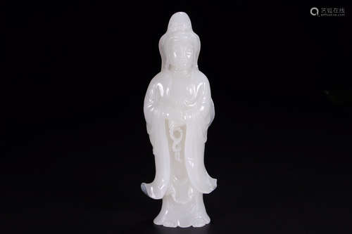 CHINESE CARVED HETIAN JADE BUDDHA