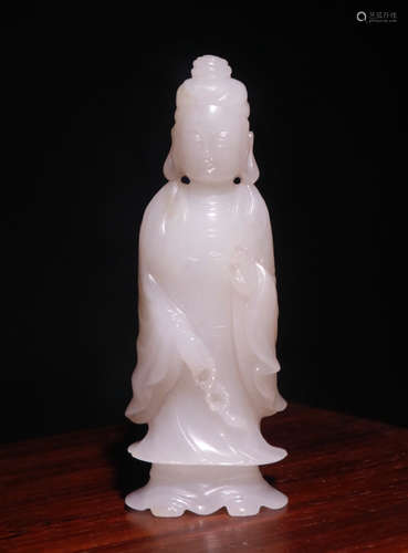 CHINESE CARVED HETIAN JADE BUDDHA