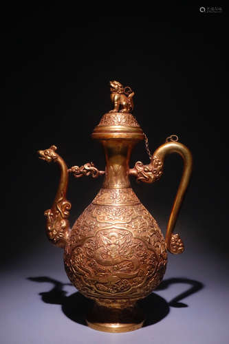 CHINESE GILT GILT BRONZE POT