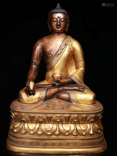 CHINESE GILT BRONZE BUDDHA