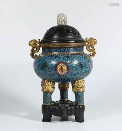 CHINESE CLOISONNIE TRIPOD CENSER