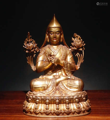 CHINESE GILT BRONZE BUDDHA