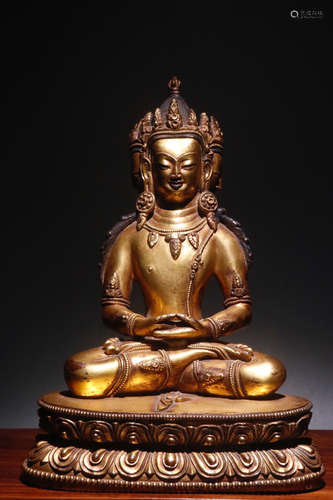 CHINESE GILT BRONZE BUDDHA