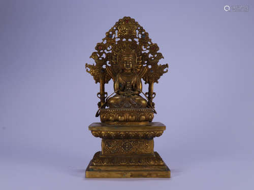 CHINESE GILT BRONZE BUDDHA