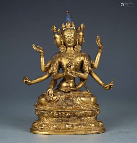 CHINESE GILT BRONZE BUDDHA