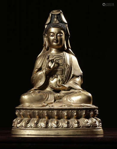 CHINESE GILT BRONZE BUDDHA