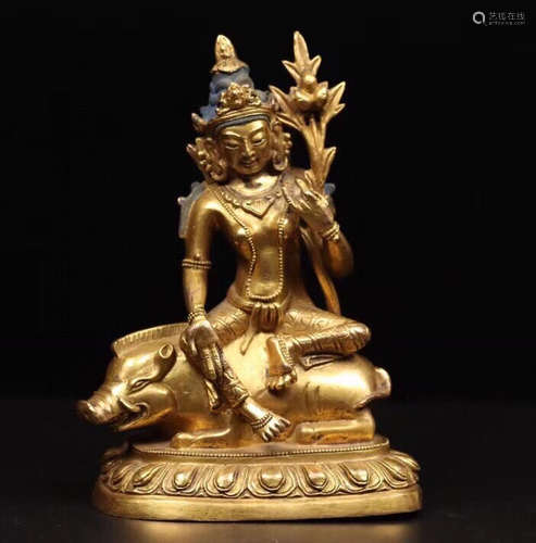 CHINESE GILT BRONZE BUDDHA