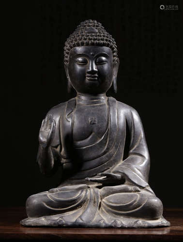 QIANLONG MARK, CHINESE GILT BRONZE BUDDHA