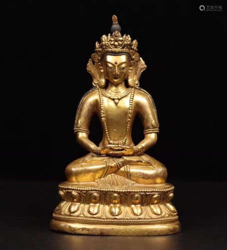 CHINESE GILT BRONZE BUDDHA