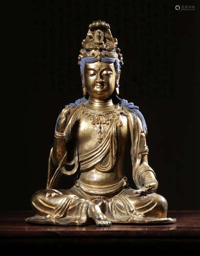 CHINESE GILT BRONZE BUDDHA