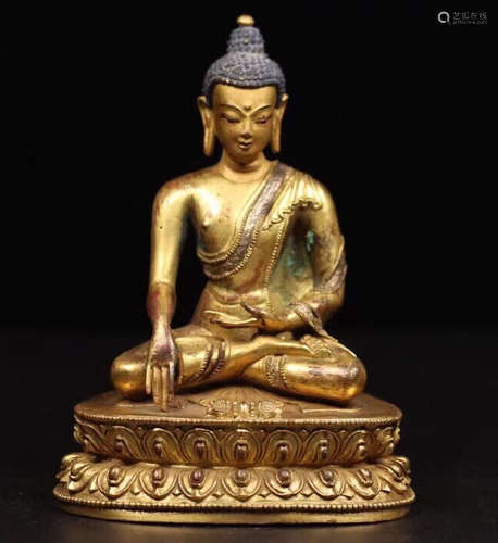 CHINESE GILT BRONZE BUDDHA