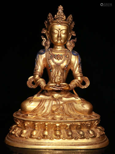 CHINESE GILT BRONZE BUDDHA