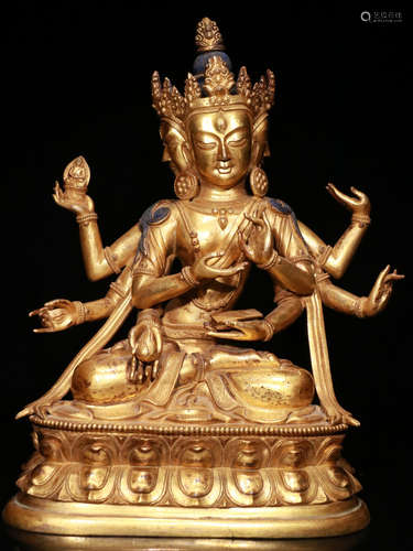 CHINESE GILT BRONZE BUDDHA