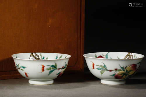 YONGZHENG MARK, PAIR OF CHINESE FAMILLE ROSE BOWL