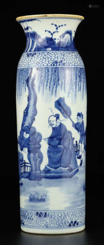 A BLUE&WHITE GLAZE VASE WITH FIGURE PATTERN