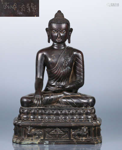 A COPPER SAKYAMUNI BUDDHA STATUE