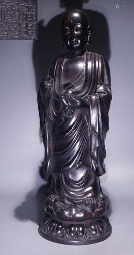 A ZITAN WOOD KSITIGARBHA BUDDHA STATUE