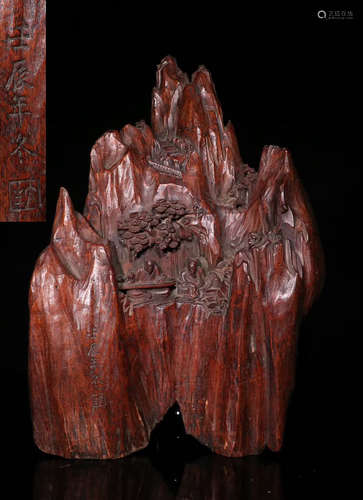 A CHENXIANG WOOD LANDSCAPE ORNAMENT