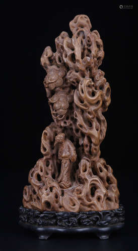 A CHENXIANG WOOD LANDSCAPE ORNAMENT