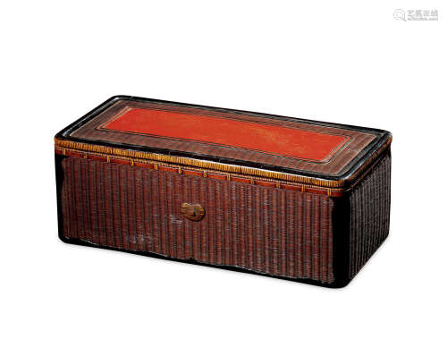 清 大漆竹编茶具盒