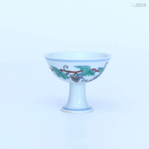 A Chinese Doucai Painted Porcelain Standing Cup