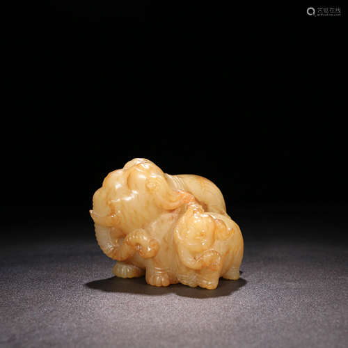 A Chinese Hetian Jade Carved Elephant Ornament