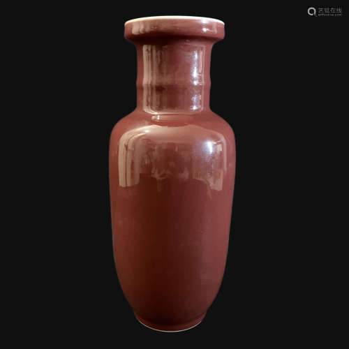Qing Dynasty Iron Red Pestle Vase, Da Qing Kang Xi Nian Zhi Mark