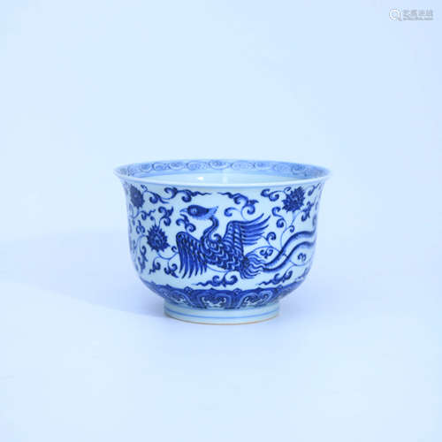 A Chinese Blue and White phoenix Bird Pattern Porcelain Bowl