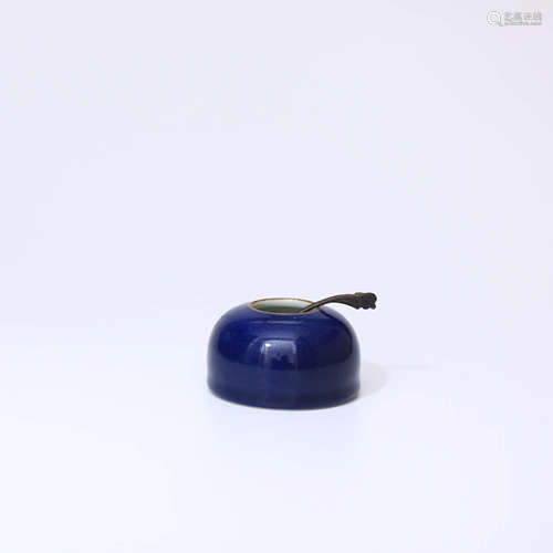 A Chinese Altar Blue Porcelain Water Container for Inkstone