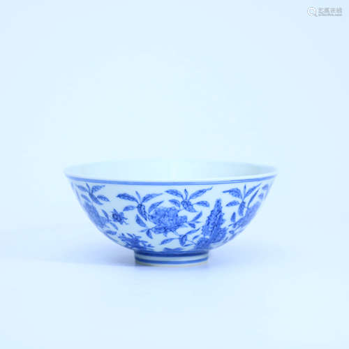 A Chinese Blue and White Floral Porcelain Bowl