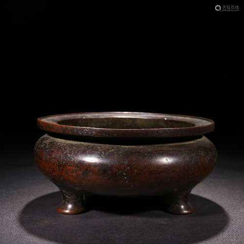 A Chinese Copper Three-legged Incense Burner