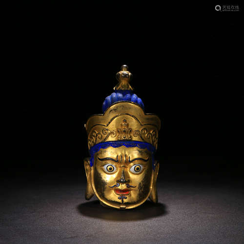 A Chinese Gild Bronze Buddha Head Ornament