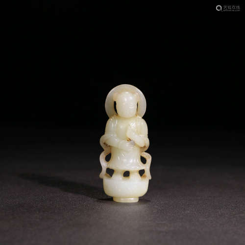 A Chinese Hetian Jade Carved Boy Ornament