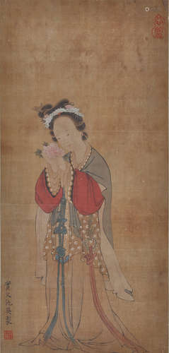 A Chinese Figure Painting, Qiu Ying Mark