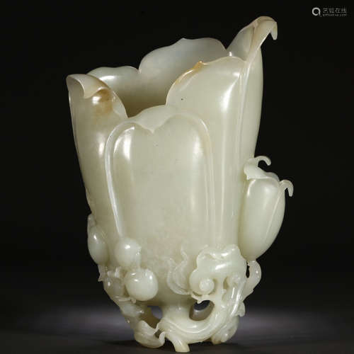 A Chinese Hetian Jade Carved Cup