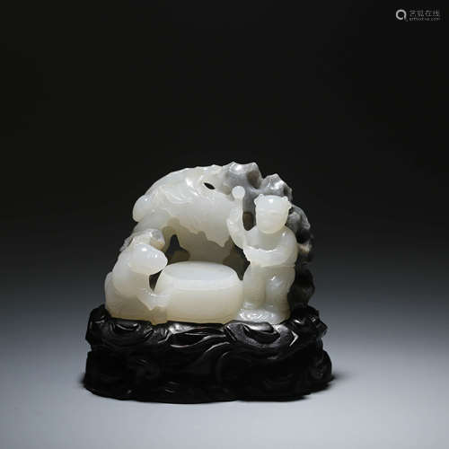 A Chinese Black and white Jade Carved 